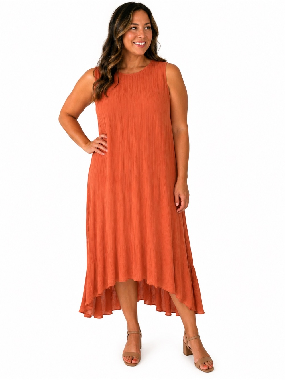 NWT Club Monaco Sleeveless High-Low Maxi Dress in Terracotta